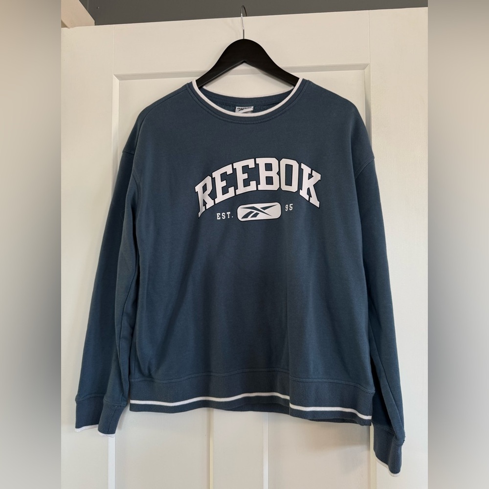 Reebok Men's Crewneck Sweater in Blue and White